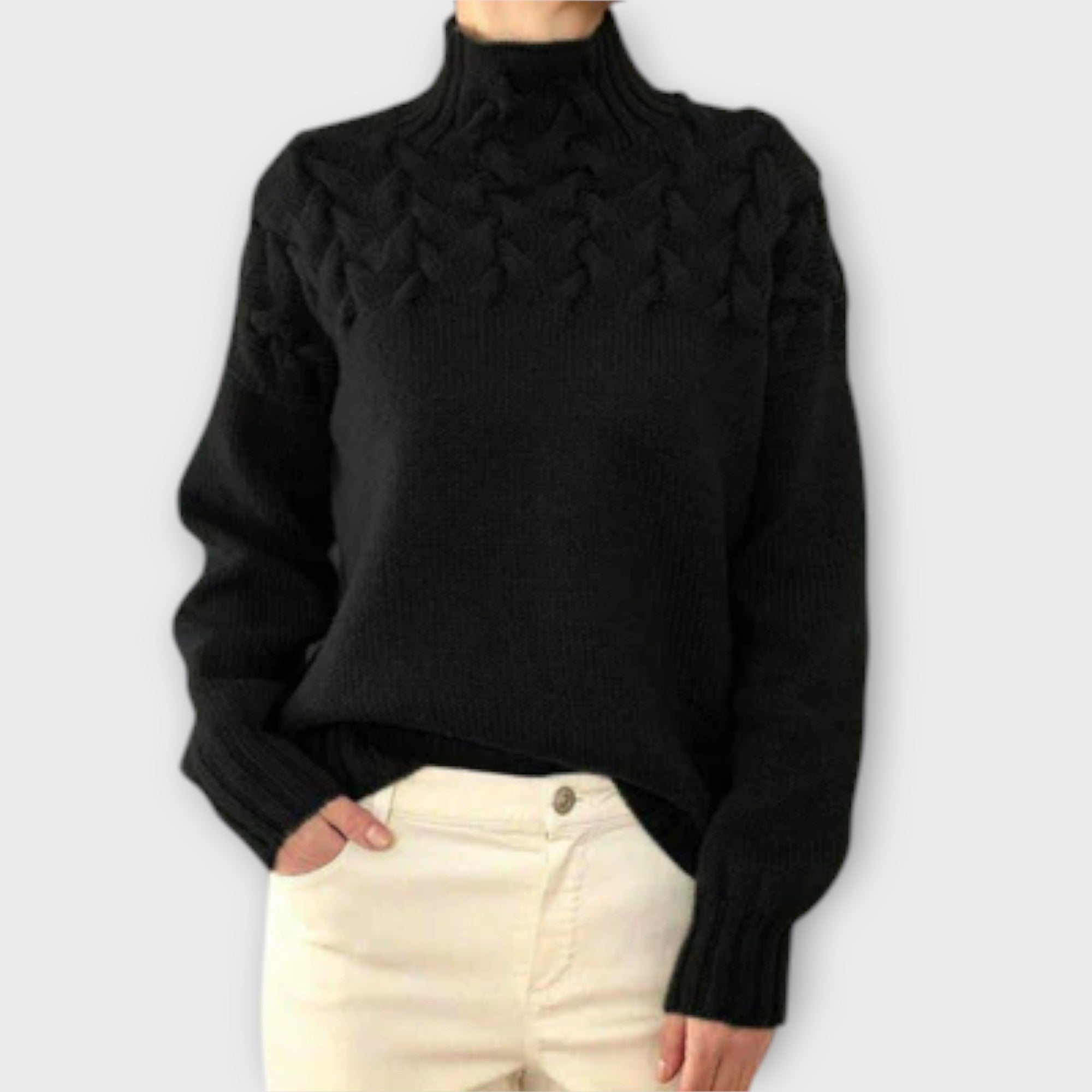Reema™ - Blød damepullover med fletstrik