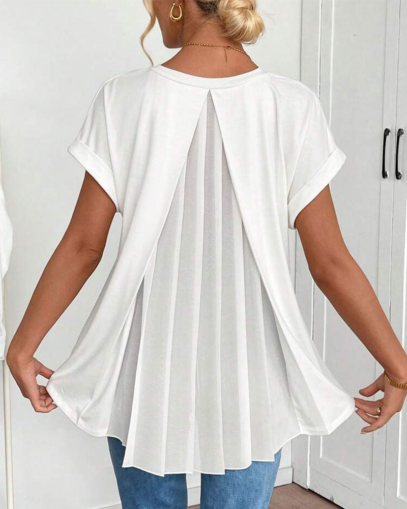 Kortærmet T-shirt med monokromt patchwork