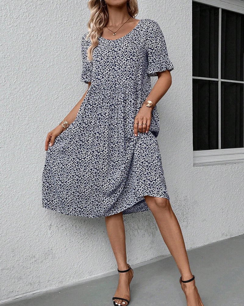 Vibeke™ - Blomster midi-kjole