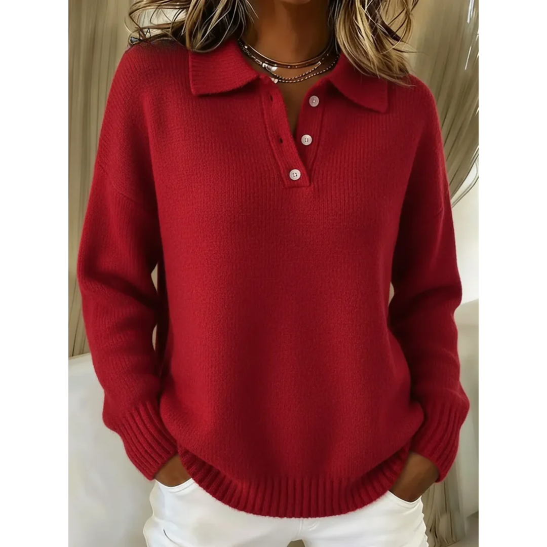 Healen | Sweter Polo z Dzianiny