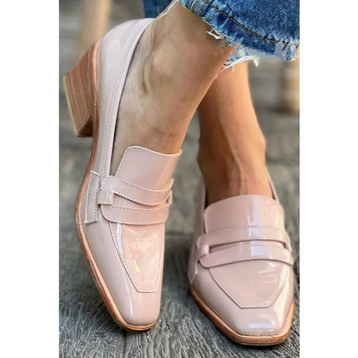 Olga™ - Lyserøde loafers i læder