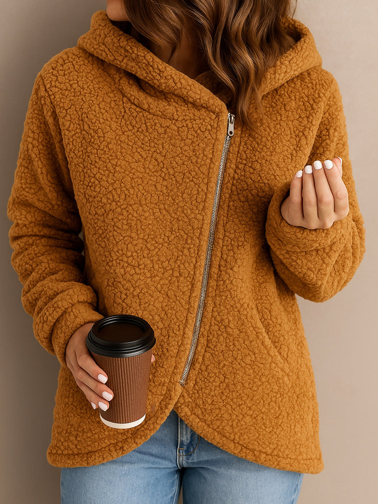 Elara – Hyggelig Hoodie med Asymmetrisk Lynlås