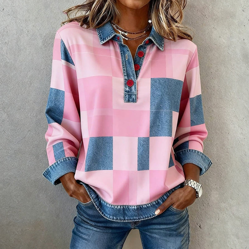 Marieke – Vintage sweatshirt med ternet mønster