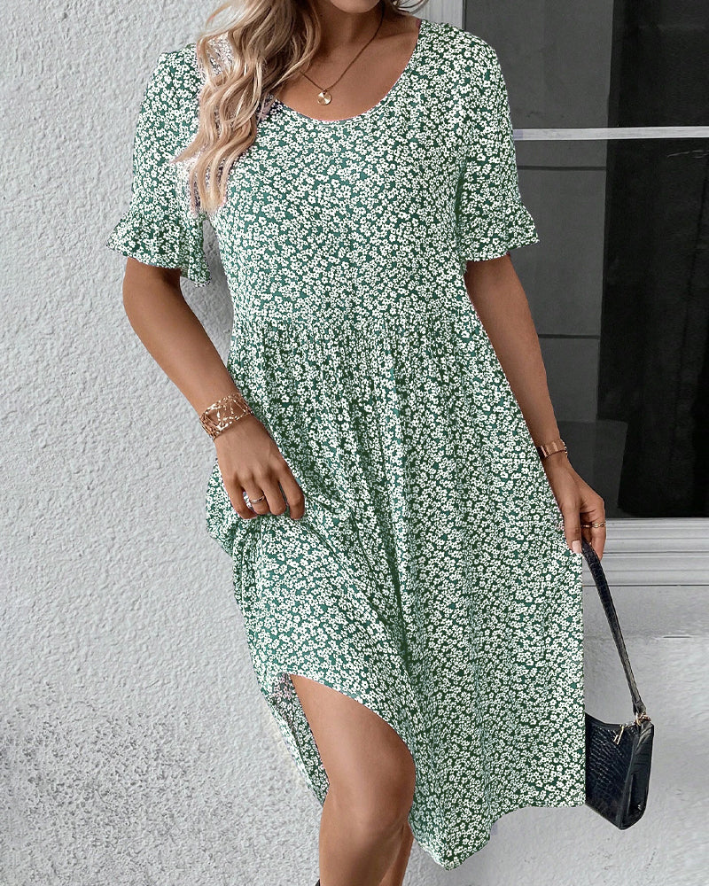 Vibeke™ - Blomster midi-kjole