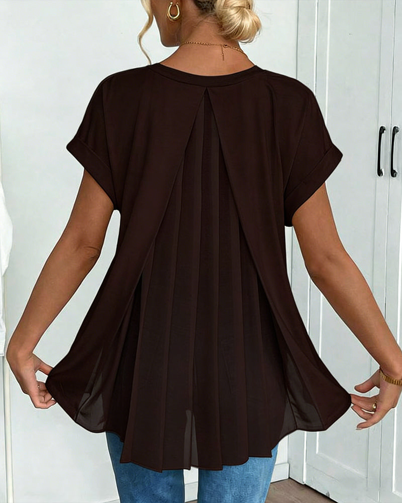 Kortærmet T-shirt med monokromt patchwork
