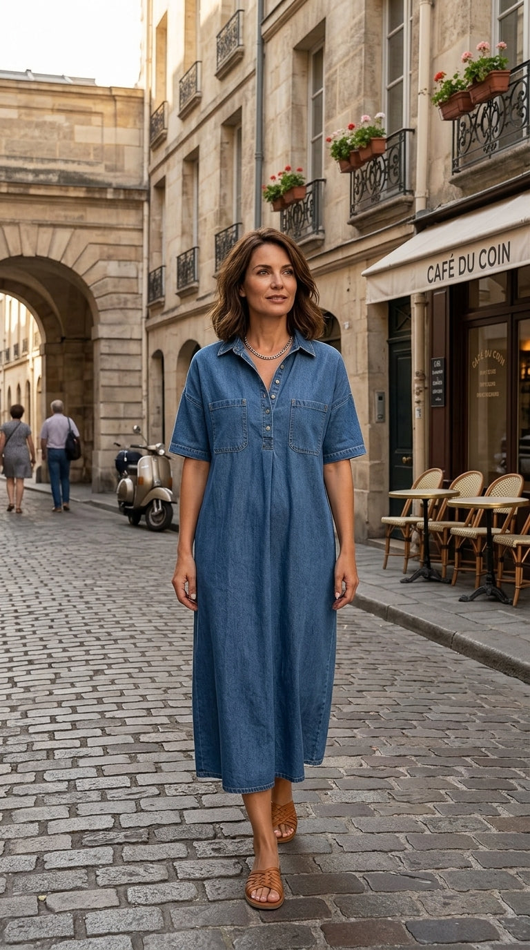 Maja – Afslappet denim midikjole