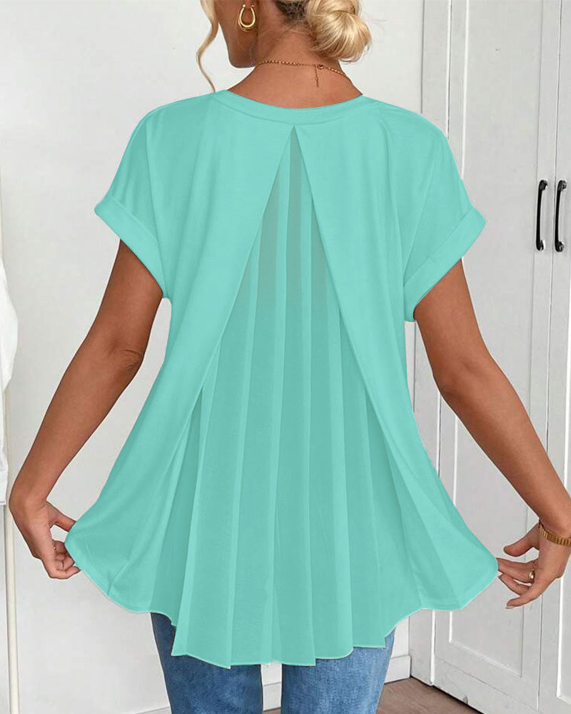 Kortærmet T-shirt med monokromt patchwork