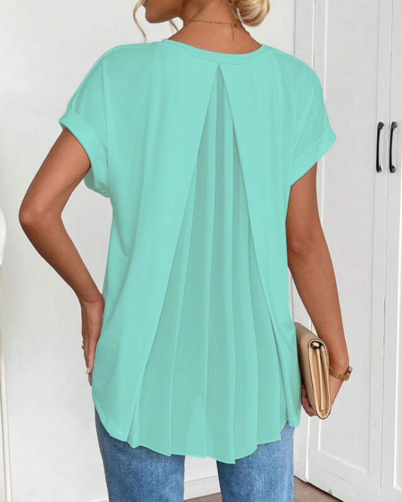 Kortærmet T-shirt med monokromt patchwork