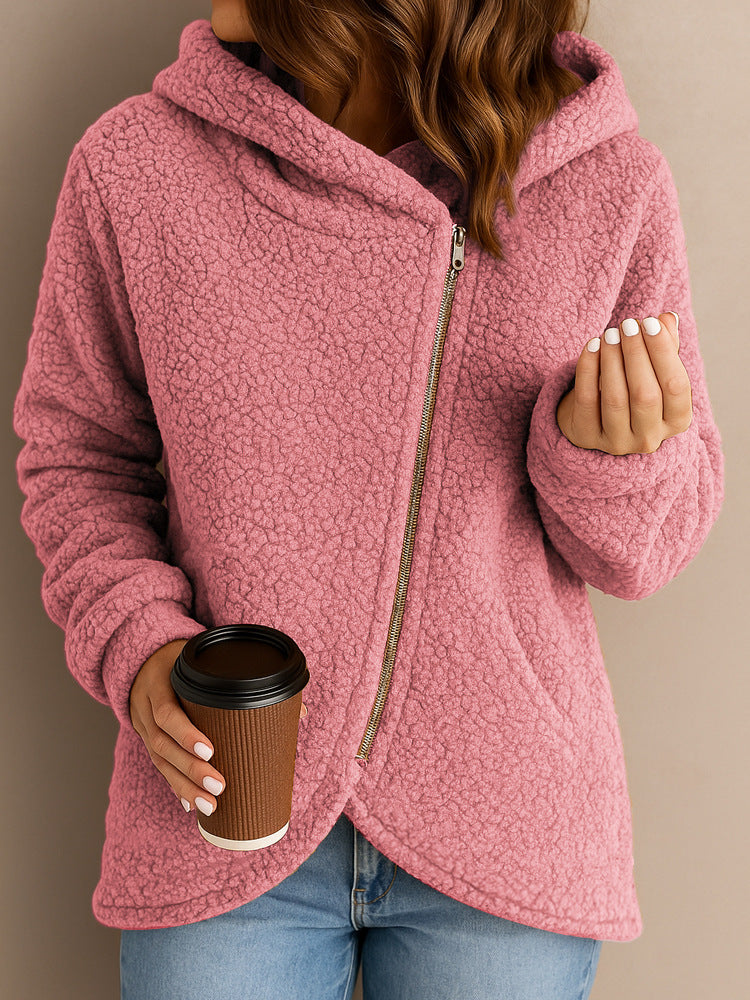 Elara – Hyggelig Hoodie med Asymmetrisk Lynlås