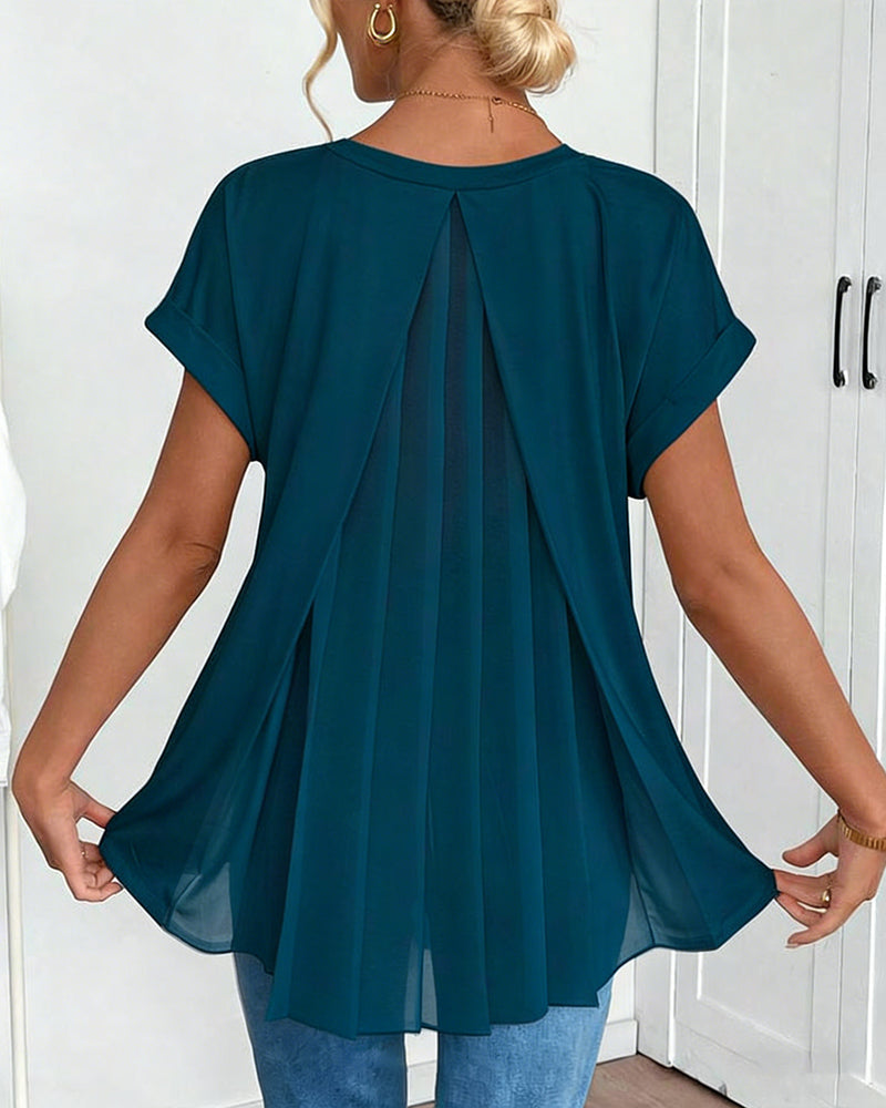 Kortærmet T-shirt med monokromt patchwork