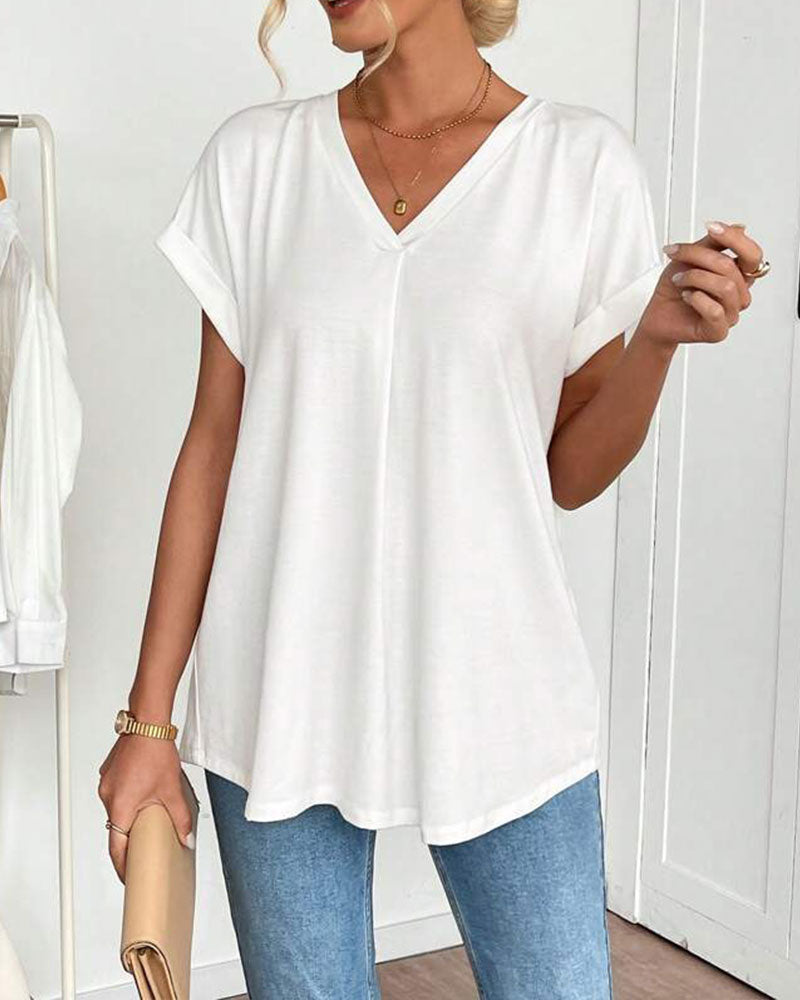 Kortærmet T-shirt med monokromt patchwork