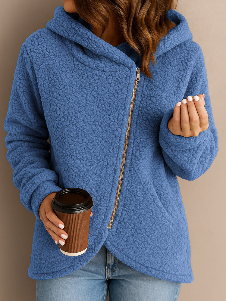 Elara – Hyggelig Hoodie med Asymmetrisk Lynlås