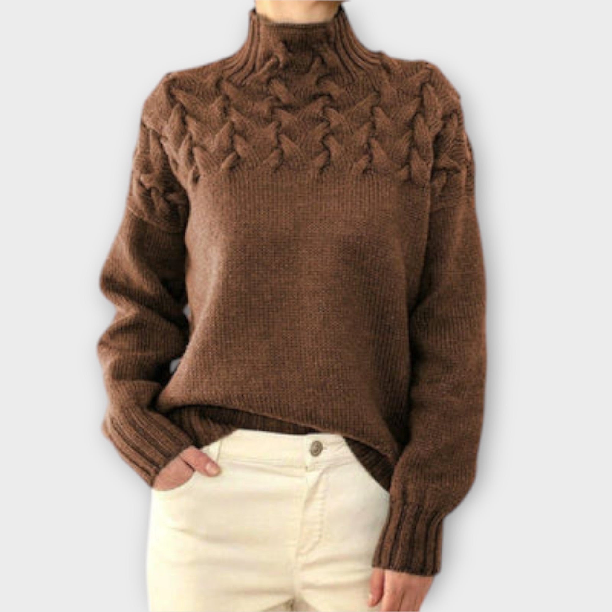 Reema™ - Blød damepullover med fletstrik