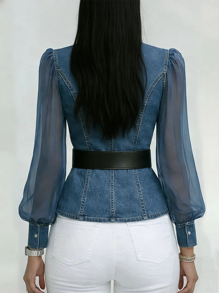 Olivera - Bluse i struktureret denim