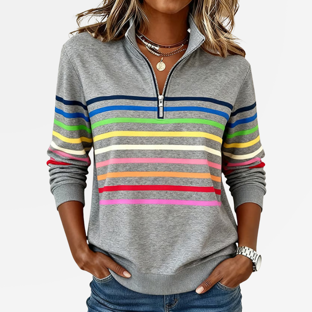 Marie | Sweter z zamkiem i kolorowymi akcentami