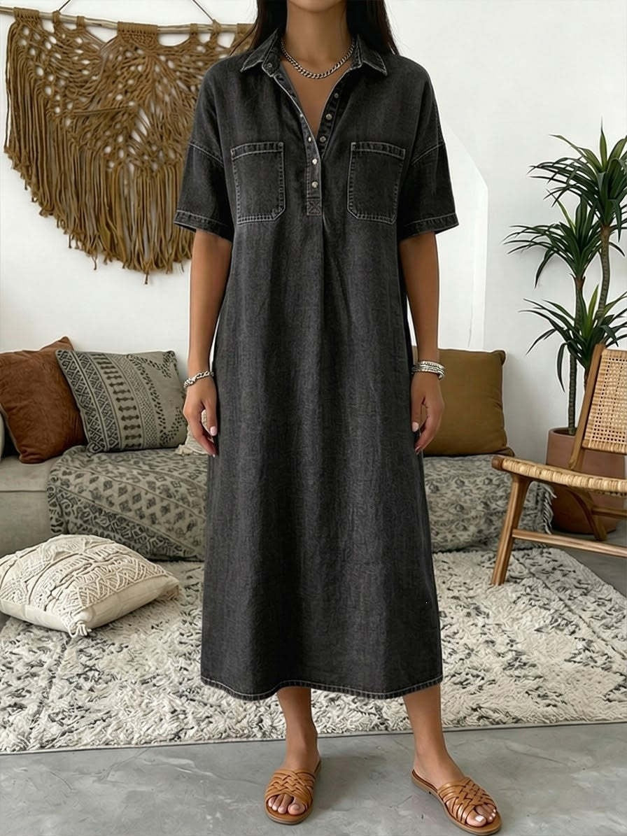 Maja – Afslappet denim midikjole