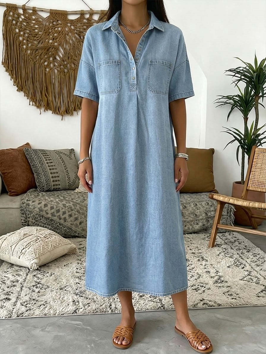 Maja – Afslappet denim midikjole