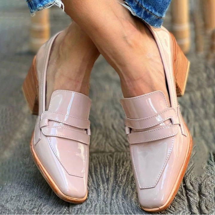 Olga™ - Lyserøde loafers i læder