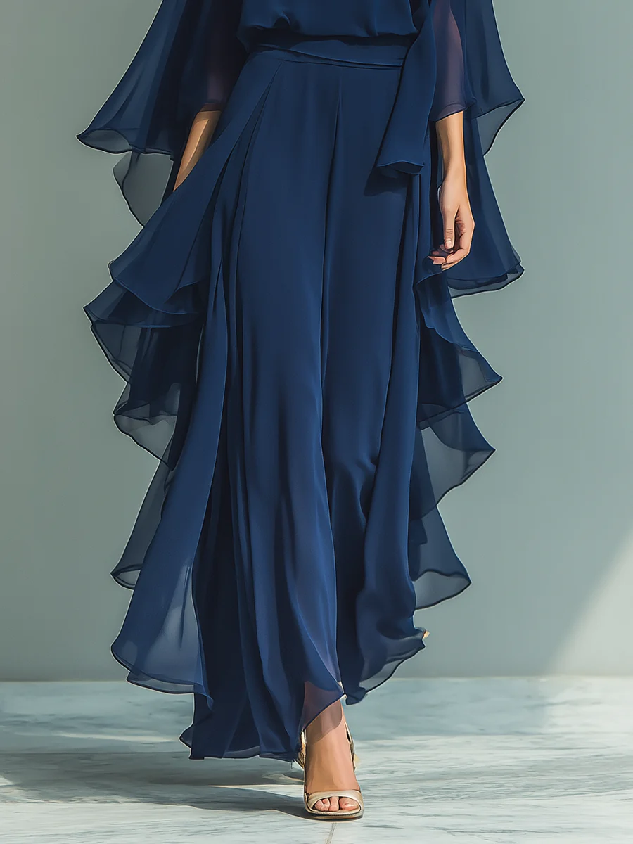 Marie | Elegant chiffon-sæt med flæser