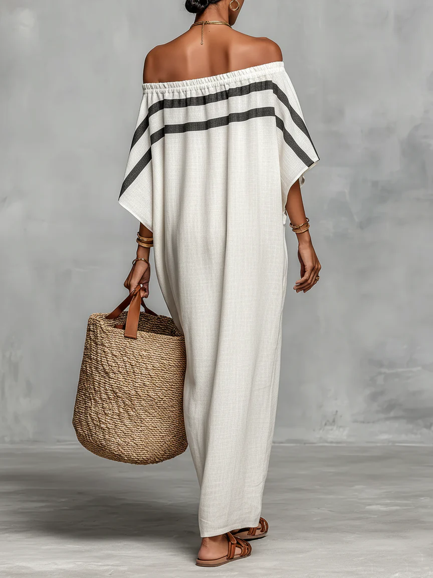 Aveline™ | Off-Shoulder Maxikjole med flagermusærmer