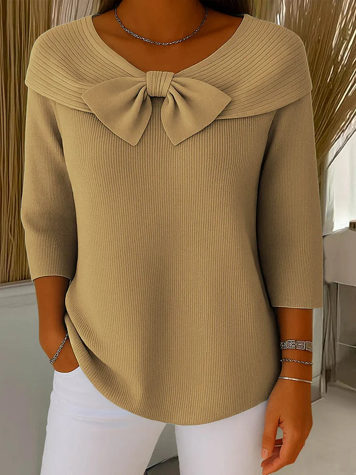Mylie – Strikket Bluse med Rund Hals